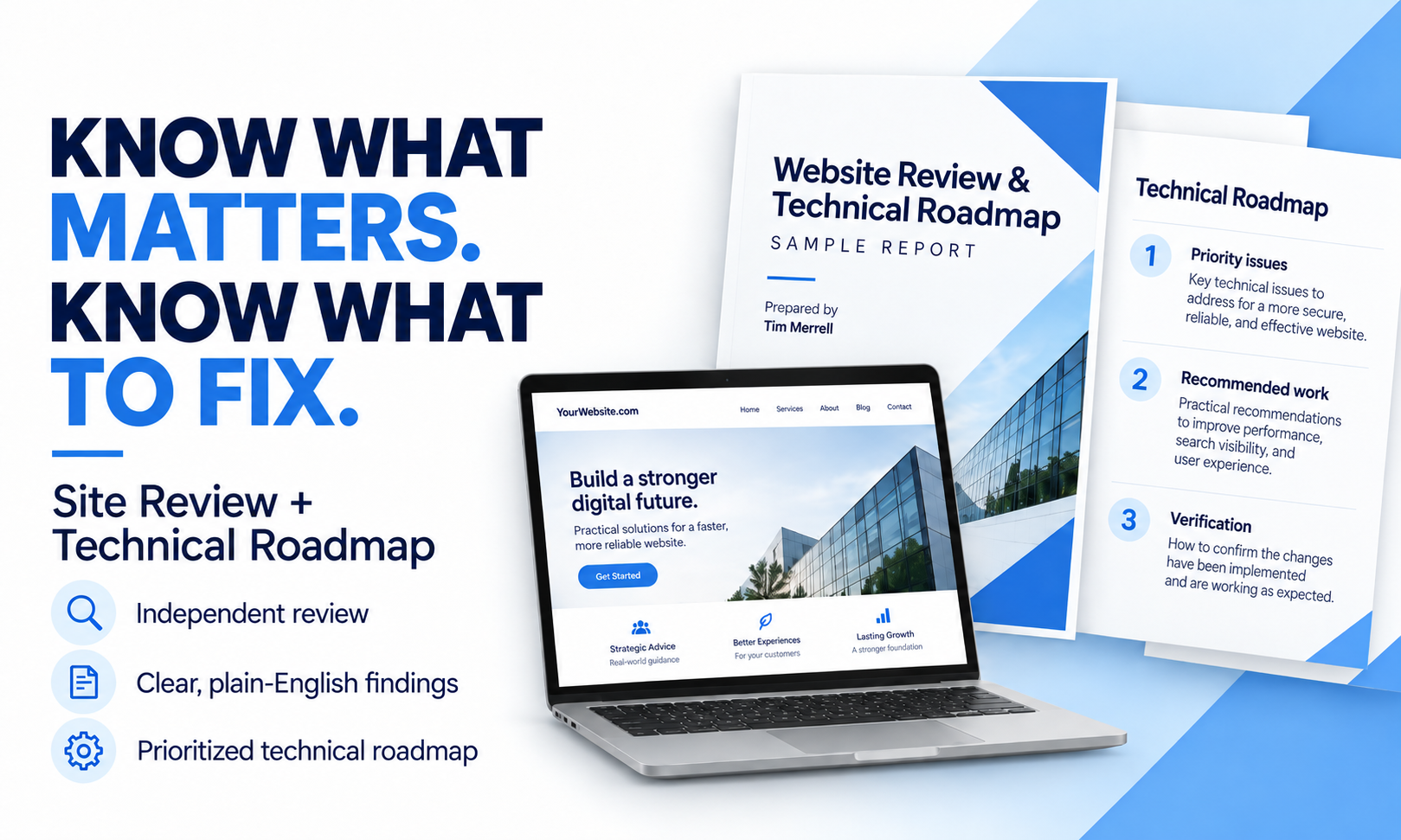 Know what matters. Know what to fix. Website Review and Technical Roadmap